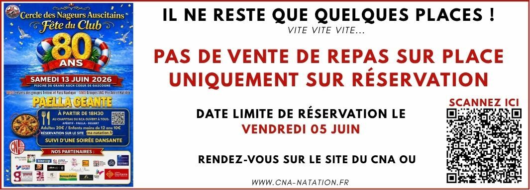 Il ne reste que quelques places!!!