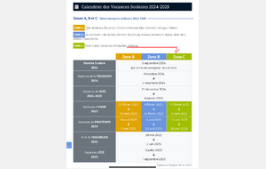 Vacances scolaires du samedi 19/10 au dimanche 03/11 inclus