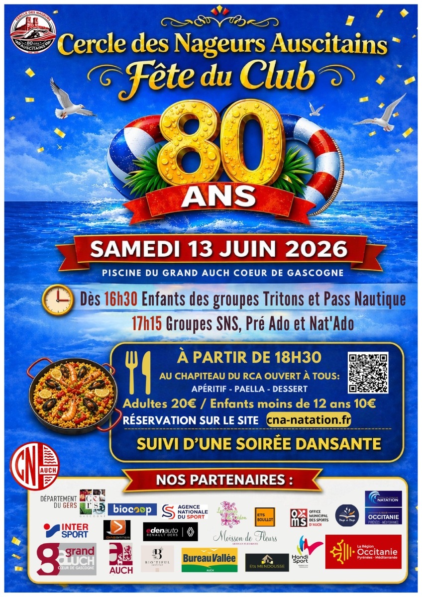 Soirée repas 80 ans du Cercle des Nageurs Auscitains